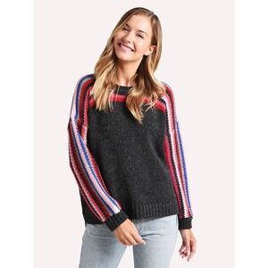 XIRENA Teton Aprés Ski Sweater Alpaca Gray Colorful Stripes Sporty Apres X-Small